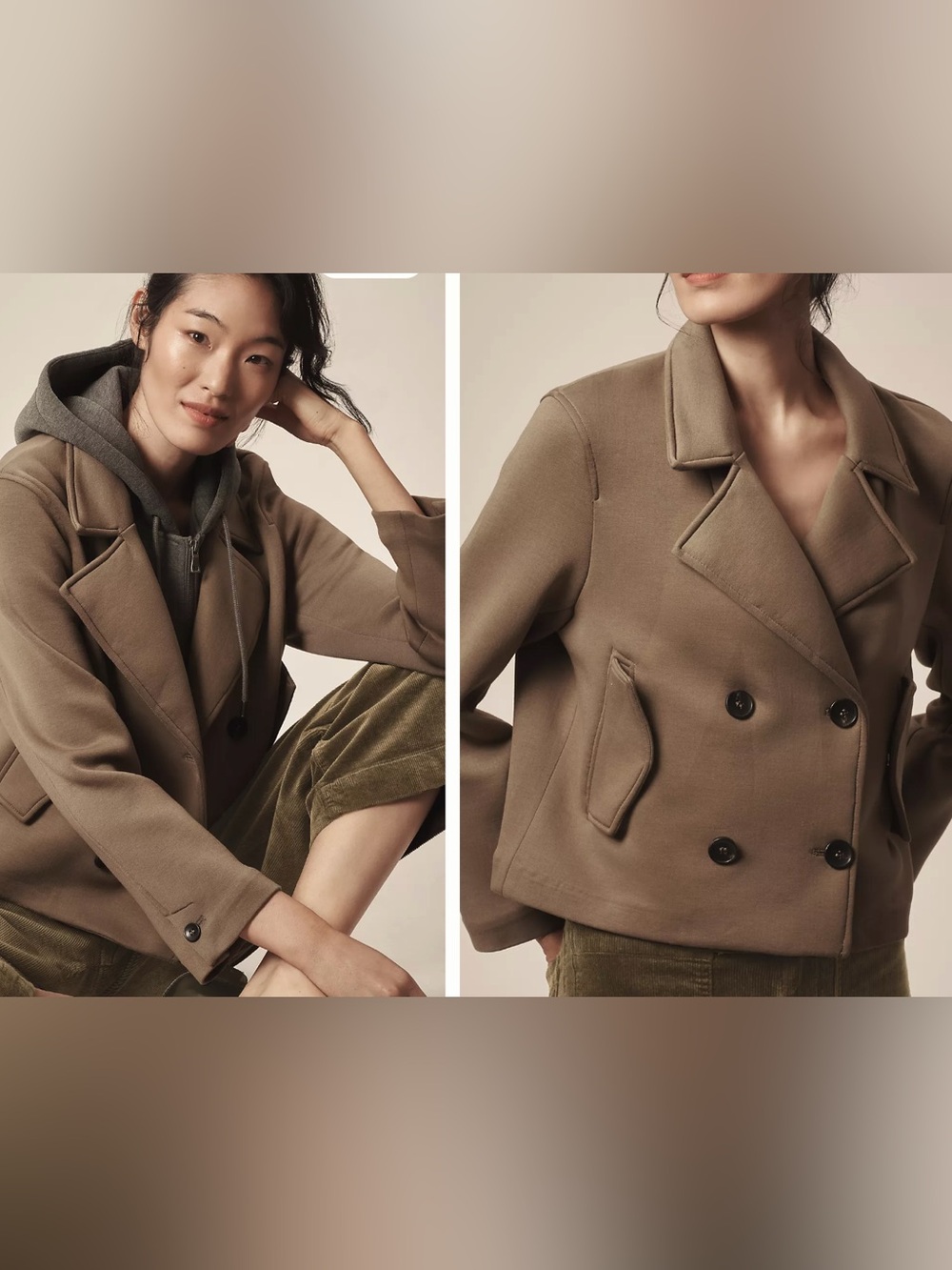 Anthropologie Maeve Twofer Hooded Peacoat Womens Camel Wool-Blend Hooded Coat s - Picture 4 of 11